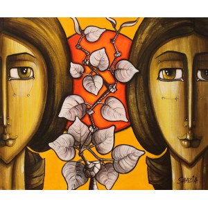 Shazia Salman, 30 x 36 Inch, Acrylics on Canvas, Figurative Painting, AC-SAZ-063